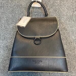 NEW Darcy Marks London Backpack Purse Black Vegan Leather Classic Quiet Luxury